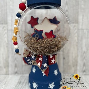 Large Americana Gumball Machine, Patriotic, 4th of July, Flag, Stars, Farmhouse, Summer Decor