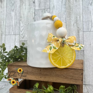 Guirnalda de recipiente de limón, decoración de limón, casa de campo, bandeja escalonada de verano, decoración de limón de cocina, decoración de verano, limón, rodaja de limón