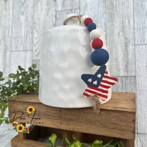 Americana Canister Garland, decoración de la bandera, casa de campo, bandeja escalonada de verano, decoración de la cocina, decoración de verano, 4 de julio, patriótico, bandera