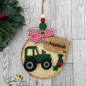 Personalized Christmas Ornament, Stocking Stuffer, Customized Ornament, 2024 Ornament, Name Ornament, Wood Ornament, Green Tractor Ornament