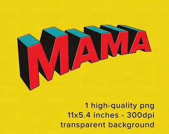 MAMA Super Mom Comic Clipart PNG (Direkt Nedladdning)