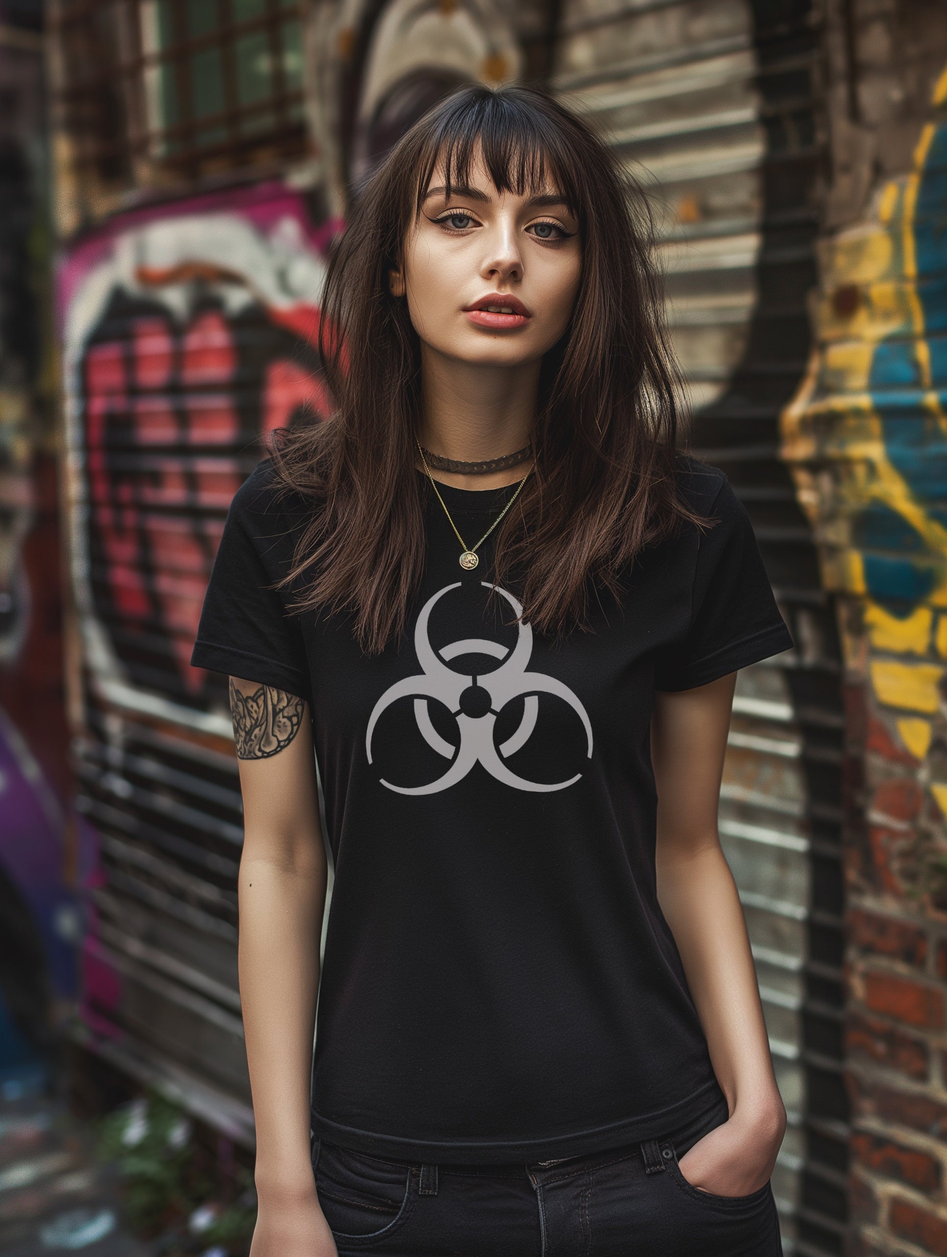 Gothic Woman Black T-shirt Mockup, Print-on-demand (JPG Instant