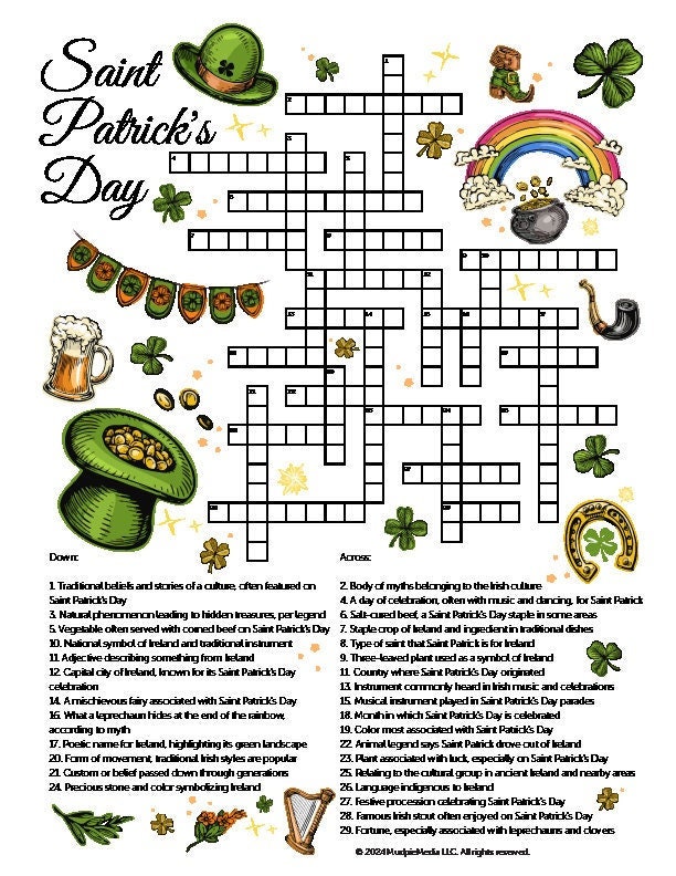 Ultimate St. Patrick's Day Crossword Adventure - Unravel Irish Legends ...