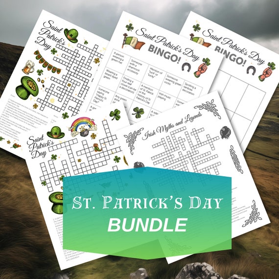 St. patrick's day crossword and bingo game bundle - 4 puzzles for parties,  classrooms, travel, and gift for puzzle lovers of all ages - etsy uk