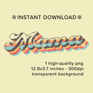 Maman des cliparts PNG téléchargement immédiat sticker maman des années 70 Style rétro plage fond transparent autocollant design vintage fichier art numérique