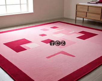 Pink & Red handmade soft woollen hand carved tufted area rug for living room bedroom kids room 4x6 5x8 6x9 8x10 8x11 9x12 10x14 12x15 12x18