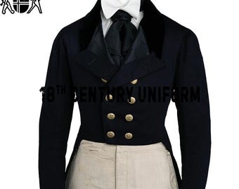 Black Wool Tailcoat: 19th Century Regency Victorian Style