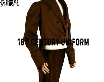 Brown Wool Regency Tailcoat: British Military Style Mr. Darcy Coat
