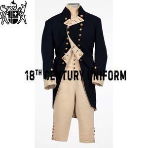 British Royal Navy Wool Uniform: 18th Century Colonial Military Coat