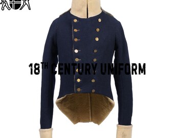 Chaqueta de regimiento de lana azul marino: frac británico de la época de la Regencia