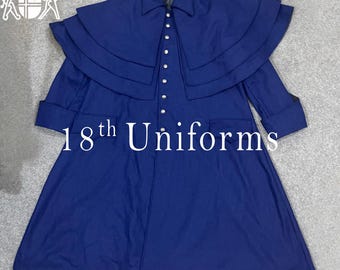 Blue Wool Inverness Cape: Victorian Steampunk Overcoat