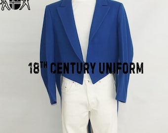 Blue Wool Regency Tailcoat: 19th Century Mr. Darcy Style