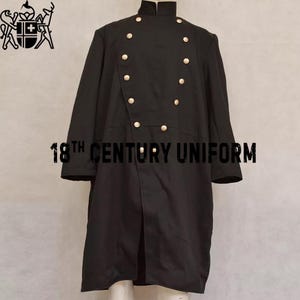 Men&#39;s Black Cotton Military Frock Coat: Civil War, British Army Style