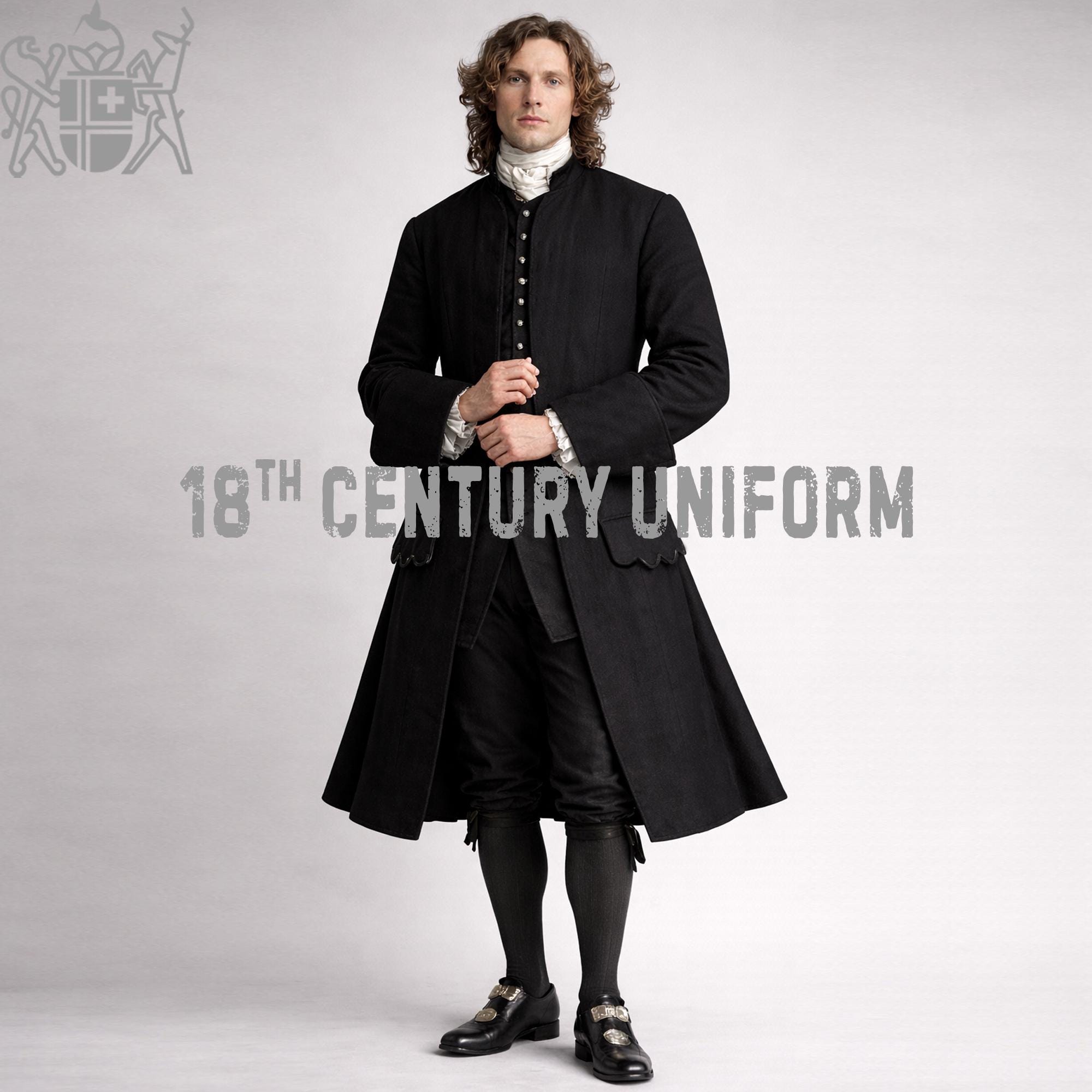 18th Century Black Wool Frock Coat, Colonial Gentleman Costume ...