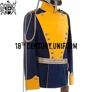 Prussian Army Wool Uniform: 18th Century Navy Blue Colonel Jacket