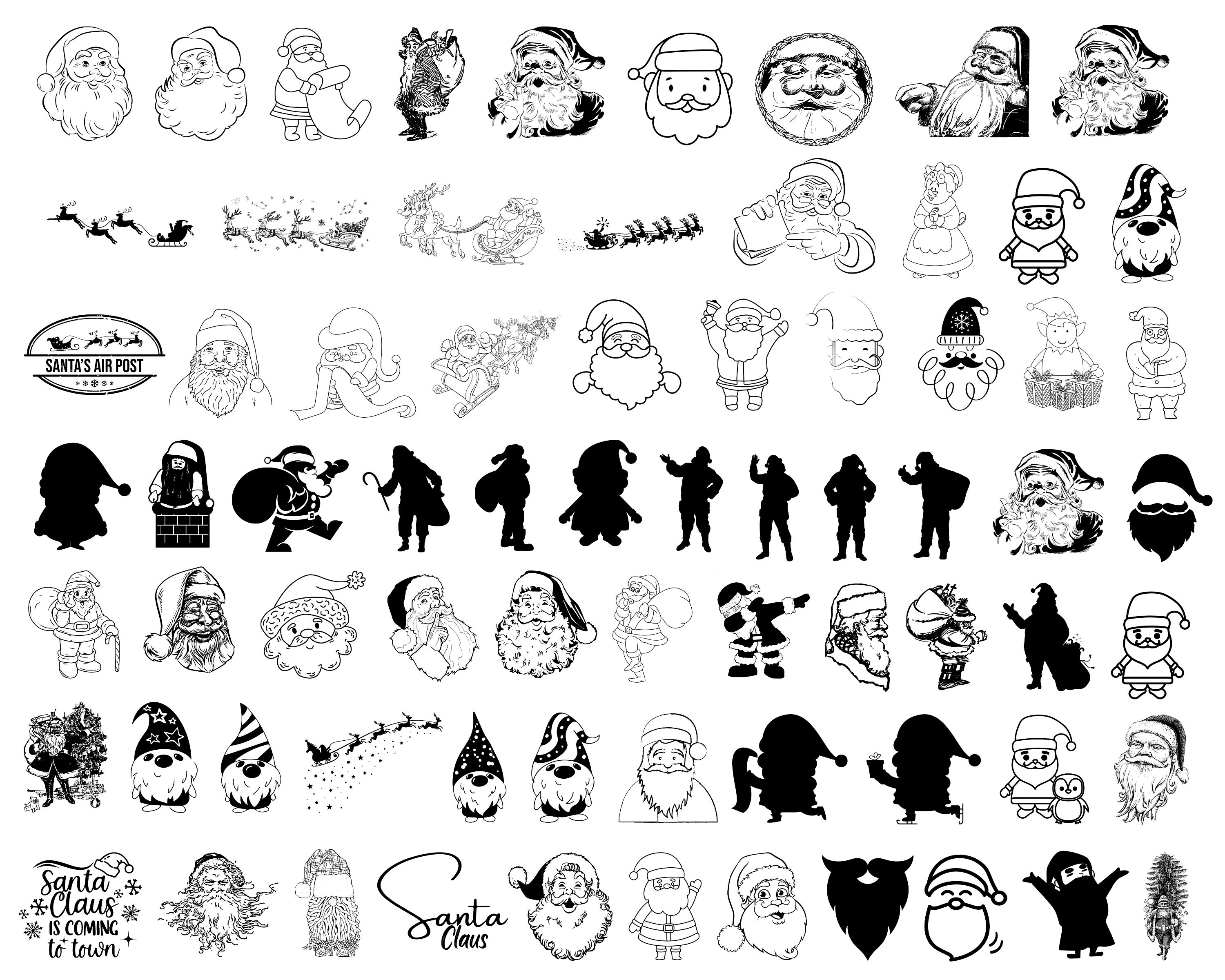 Santa Computer Cut Out Cute Santa & Mrs. Claus SVG Cut Files / Clipart E505 Svg, Dxf ...
