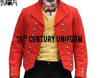 Red Wool Regency Jacket: 19th Century Double Breasted Coat