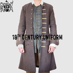 Gray Wool Frock Coat: Pirate Hussar, Victorian, Civil War Style