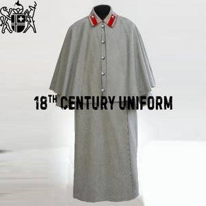 Grey Wool Cavalry Regiment Overcoat - 18th Century Regency Greatcoat