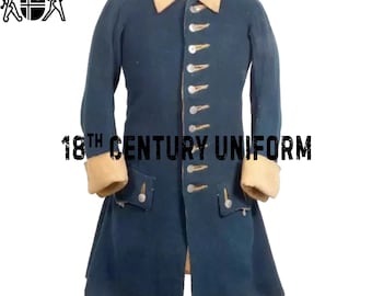 Navy Blue Wool Frock Coat: 17th Civil War Hussar Style