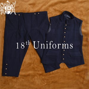Navy Blue Wool Regency Outfit: 18th Century Vest & Breeches