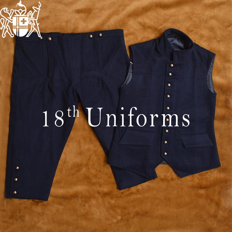 New Regency Pant, Regency Waistcoat, 18th Century Style Vest & Breeches, Navy Blue Wool Colonial Breeches, Regency Vest