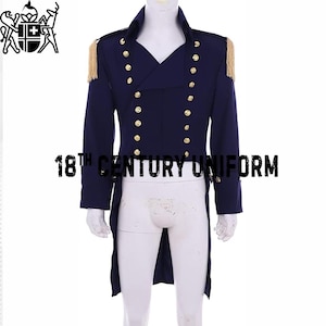 Men&#39;s Navy Blue Wool Tailcoat: 18th Century Regency Bridgerton Coat