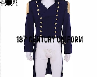 Men's Navy Blue Wool Tailcoat: 18th Century Regency Bridgerton Coat