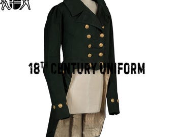 Green Wool Regency Tailcoat: 1820 George Style, British Royal Coat