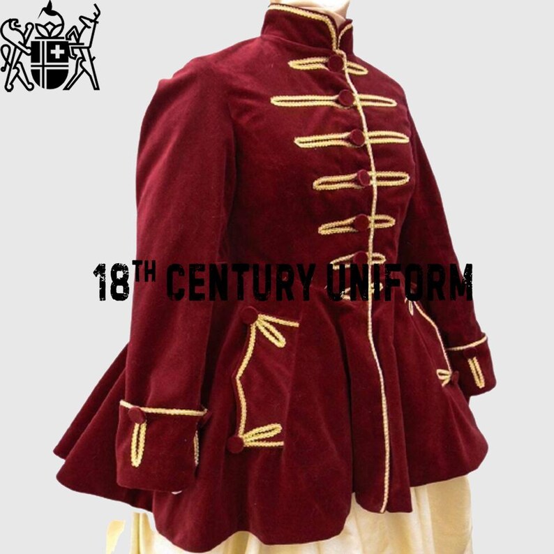 Riding Habit Frock Coat, 18th Century Frockcoat, Victorian Frock Coat, Steampunk Frock Coat, Colonial Frockcoat, Ladies Maroon Velvet Coat side view