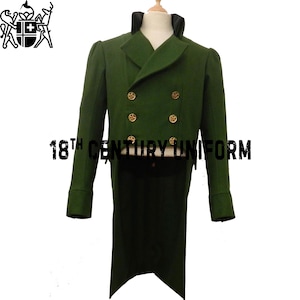 Green Wool Regency Tailcoat: Mr. Darcy Style Costume Coat