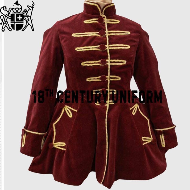Riding Habit Frock Coat, 18th Century Frockcoat, Victorian Frock Coat, Steampunk Frock Coat, Colonial Frockcoat, Ladies Maroon Velvet Coat front side view