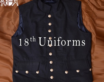 Navy Blue Wool Regency Vest: 18th Century Uniform Waistcoat