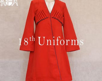 Red Wool Cossack Chokha: Georgian Traditional Coat, 18th Century Uniform