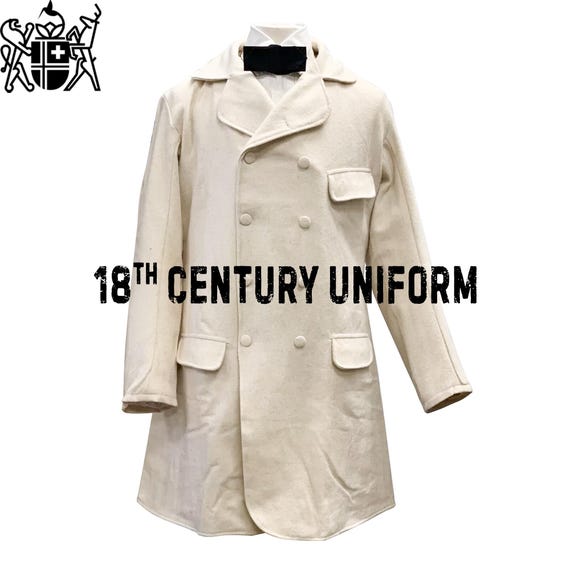 Off White Wool Frock Coat: 19th Century British War Jacket