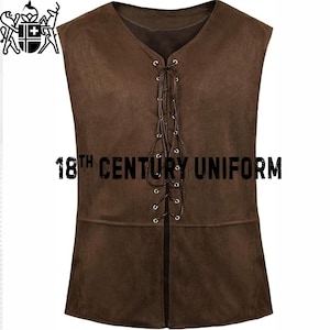 Chaleco de lana marrón del siglo XVIII: chaleco pirata steampunk para hombre