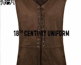 Brown Wool 18th Century Waistcoat: Men's Pirate, Steampunk Vest