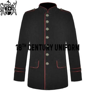 18th Century Jacket, Steampunk Jacket, Military Jacket, Gothic Jacket, Medieval Jacket, Fashion Tunic, Victorian Coat, Men Black Wool Jacket