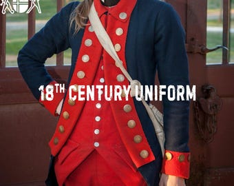 Uniforme de la Guerra Revolucionaria de lana azul marino: estilo del Ejército Continental de la década de 1750