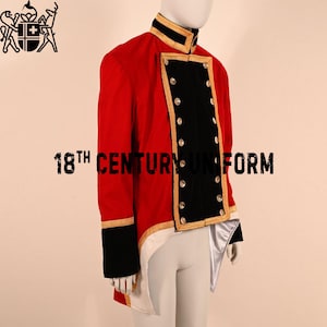 Red Wool Napoleonic Tailcoat: 1830s British Officer&#39;s Jacket