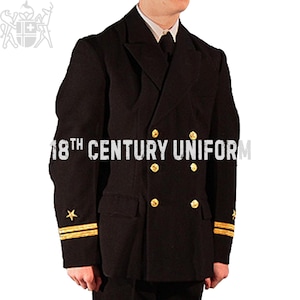 Men&#39;s Black Wool Lieutenant Uniform - 18th Century Royal Navy Service Dress