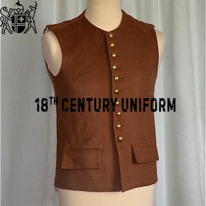 Men&#39;s Brown Wool Revolutionary War Vest: 18th Century Colonial Style