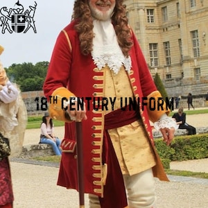 Red Wool Frock Coat: 18th Century Military Style