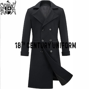 Men&#39;s Black Wool Trench Coat: Victorian Steampunk Overcoat