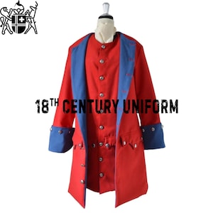 Uniforme in lana rossa del XVIII secolo: cappotto da guerra rivoluzionario