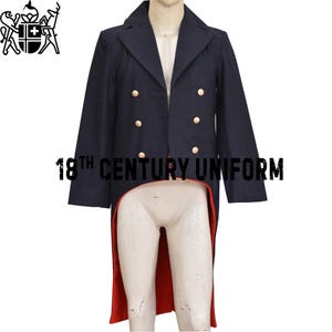 Navy Blue Wool Regency Tailcoat: Victorian Gentleman&#39;s Coat