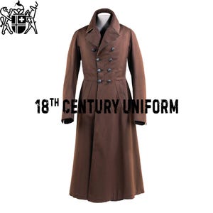 New Men 18th Century Overcoat, Military Frock Coat, 1835-45 Coat Dated Frock Coat, Gentleman Overcoat, Historical Frock Coat Brown Wool