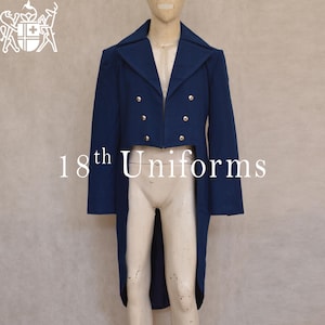 Men&#39;s Navy Blue Wool Regency Tailcoat: Military Bridgerton Style