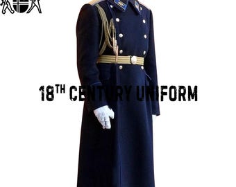 Dark Navy Blue Wool Frock Coat: 19th Century British Uniform