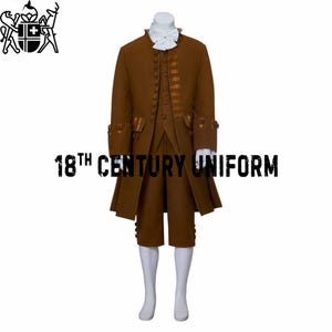 Brown Wool 18th Century Frock Coat: Colonial Uniform, Jack Sparrow Style